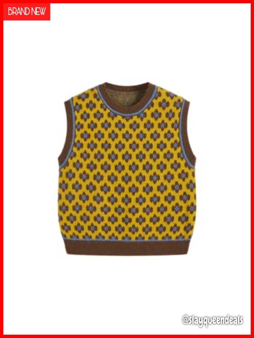 Womens Sleeveless Cropped Sweater Vest Geometric Knit Fall Layer